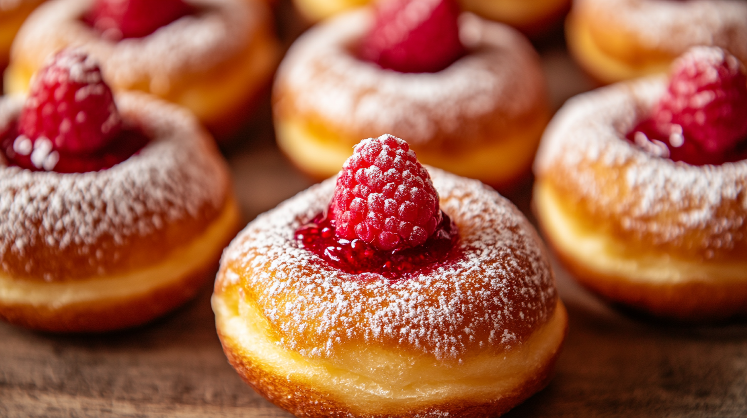 Raspberry cheesecake brioche doughnuts